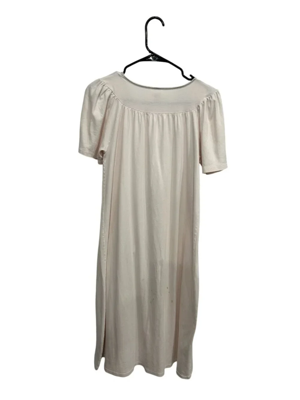 Calida XS Embroidered Cream Nightgown Cotton Short Sleeve Relaxed Calmcore Hygge
